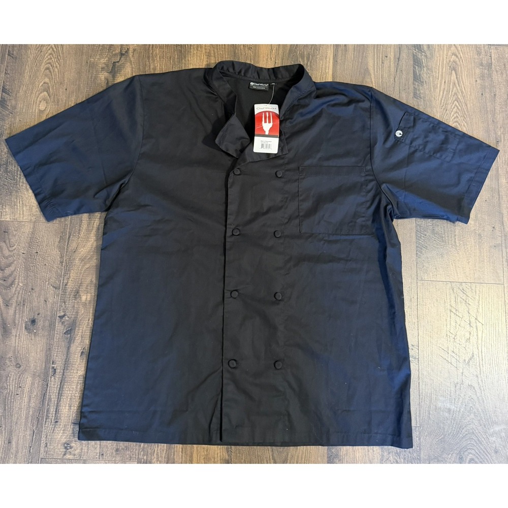 Chef Works Men's Work Button Down Shirt XL Restaurant Food Server Uniform NWT